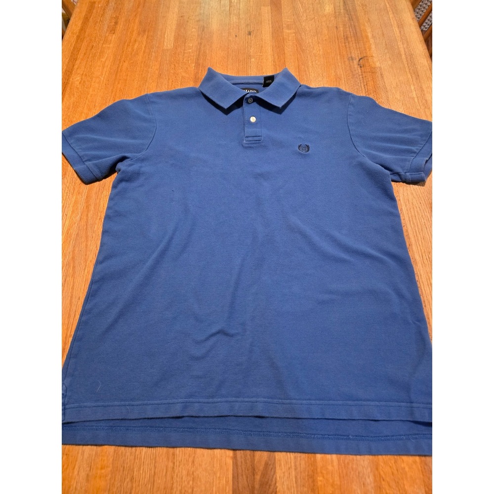 Chaps Men Medium Blue Cotton Pique Crest Logo Short Sleeve Golf Polo Shirt